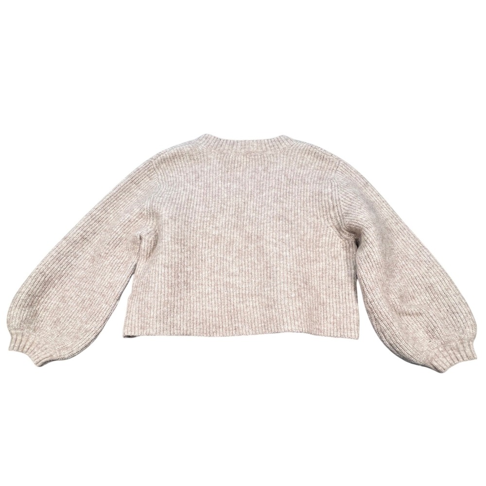H&M Beige Sweater Mohair Wool Blend Balloon Sleeve V-Neck Women XS - Picture 2 of 7